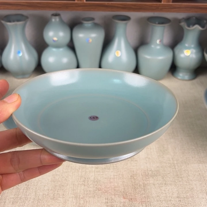 瓷杯子仿古釉汝窑盘微瑕