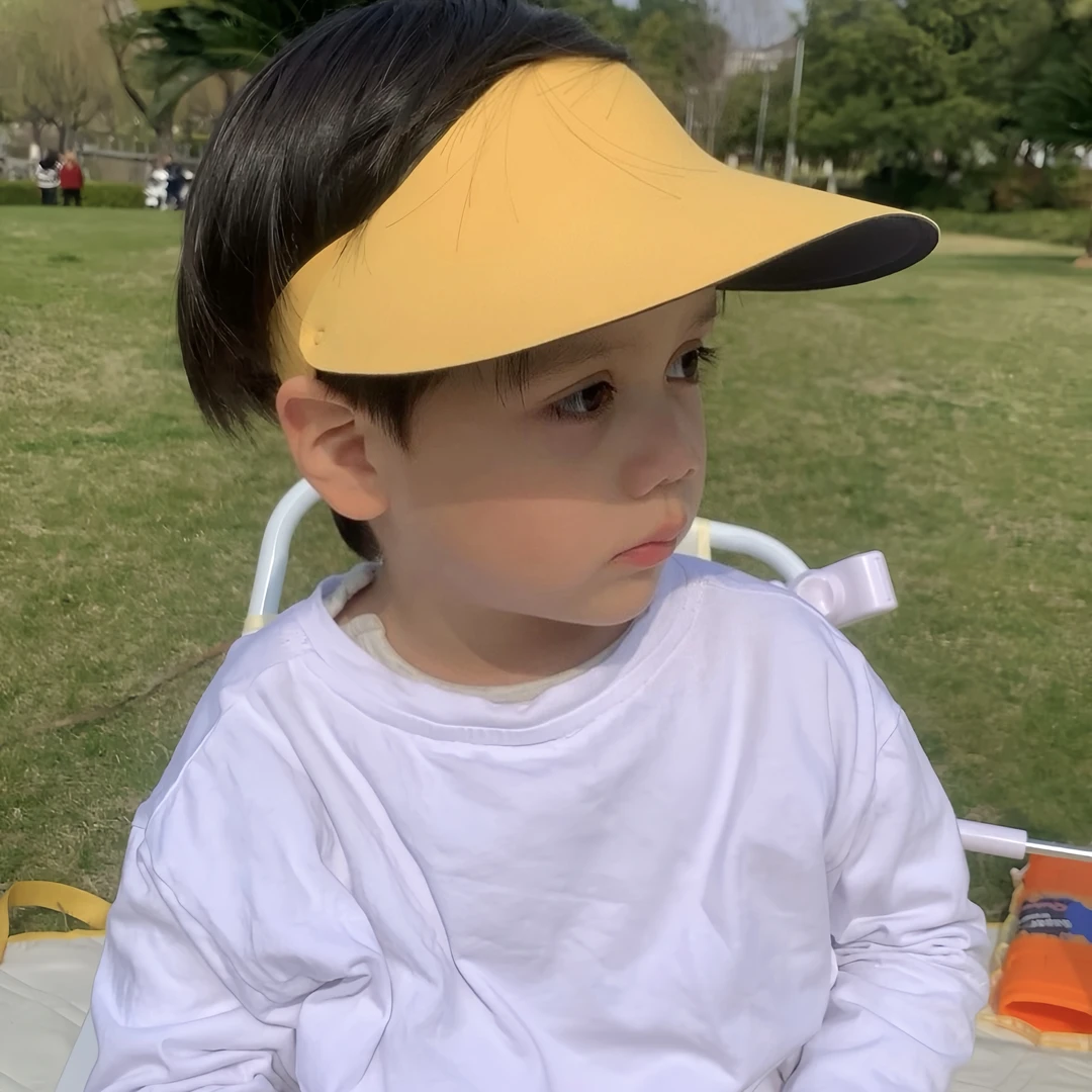 儿童运动防晒帽男女童男童大檐户外沙滩宝宝空顶遮阳帽子