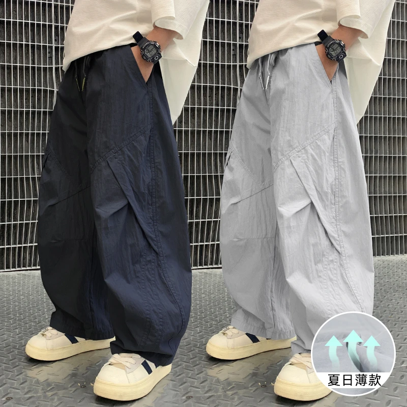 儿童防蚊长裤冰丝夏季装孩直筒灰色男童裤子薄中大童休闲速干夏天