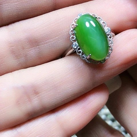 和田玉银S925镶嵌戒指