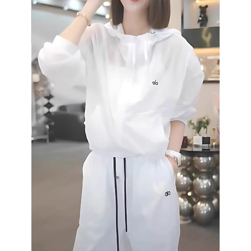 2025今年流行爆款韩系夏季防晒卫衣阔腿长裤休闲运动服两件套女装
