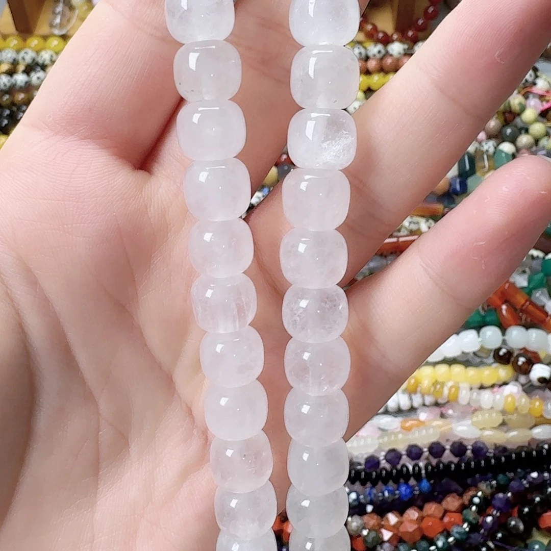 未镶嵌玛瑙/玉髓珠宝半成品卡10白水晶老型珠一条
