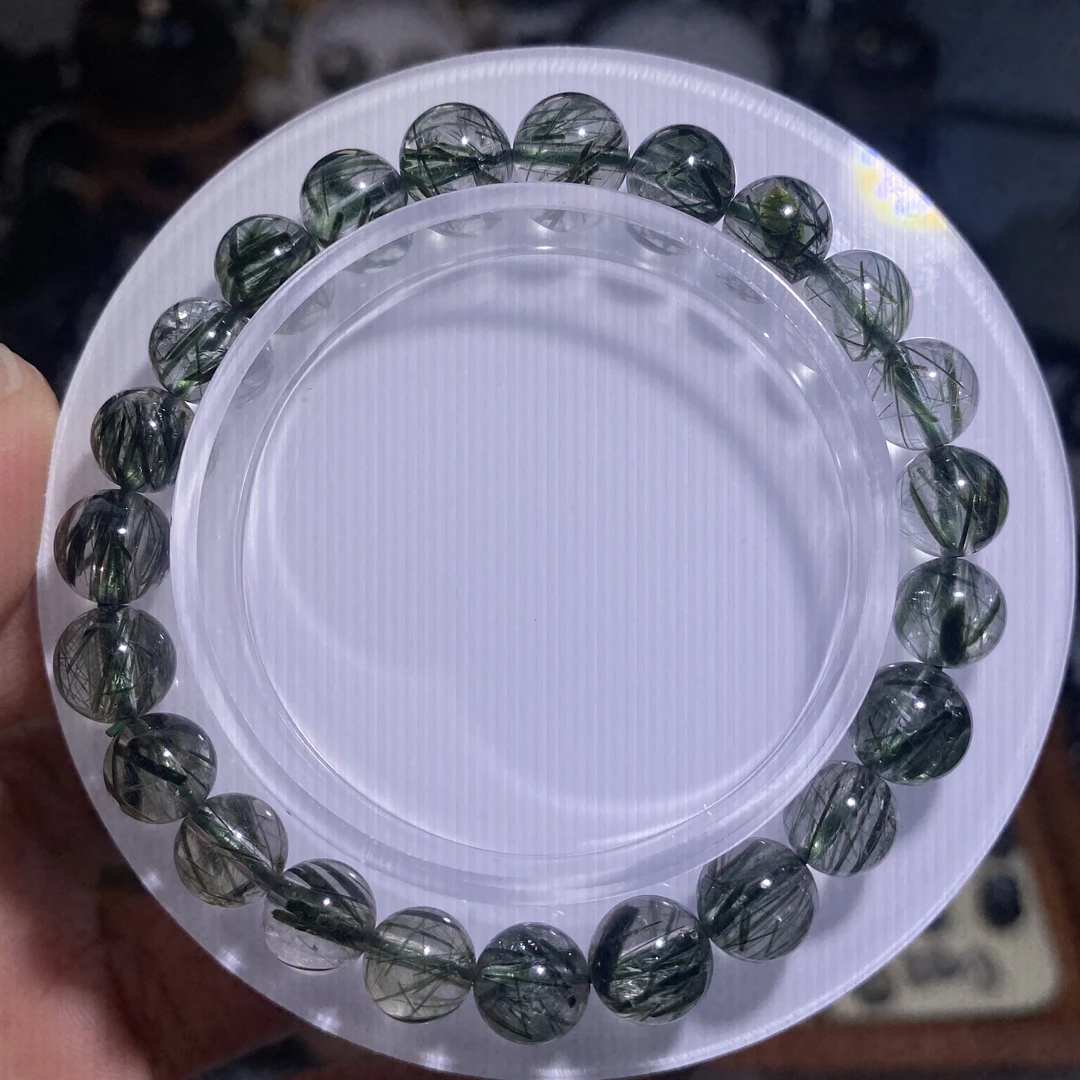 天然绿发晶全透体手串手链一物一图8mm