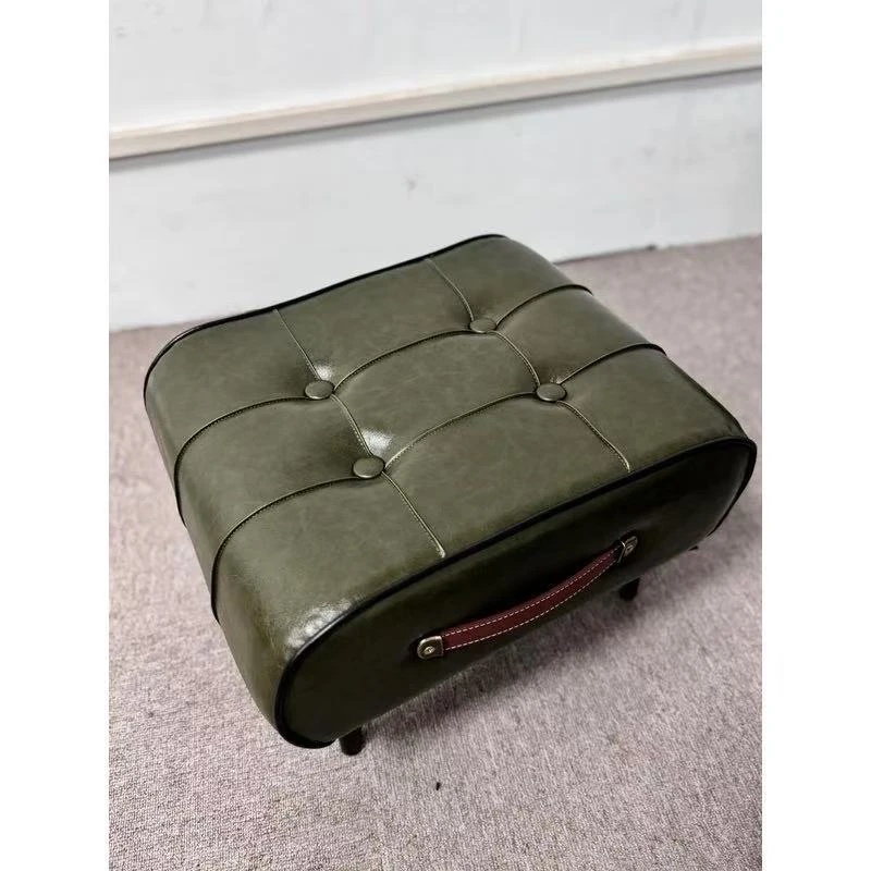 随机发家用门口换鞋凳客厅茶几小矮凳子家用沙发脚踏凳油蜡皮软包