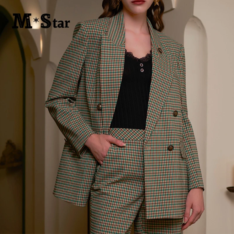 【九月专属】M-Star 格纹长袖西装外套女休闲百搭西服SC111B6537