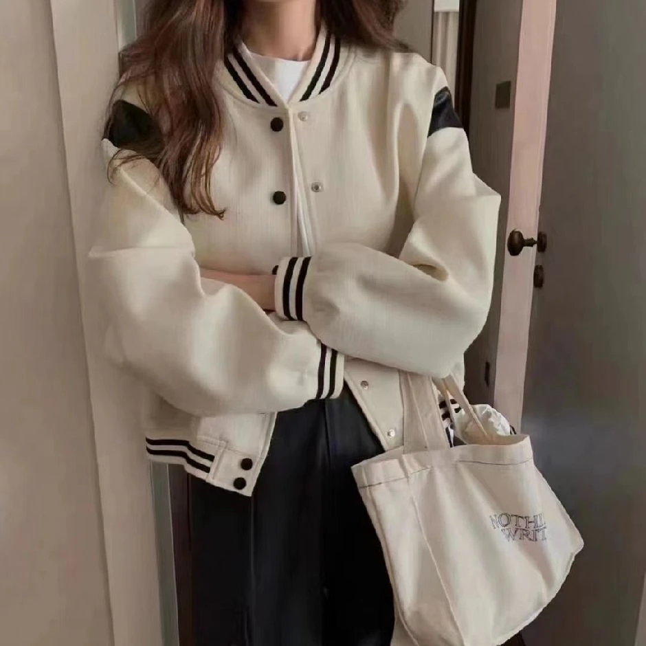 [由米]休闲复古宽松学生ins春秋短款