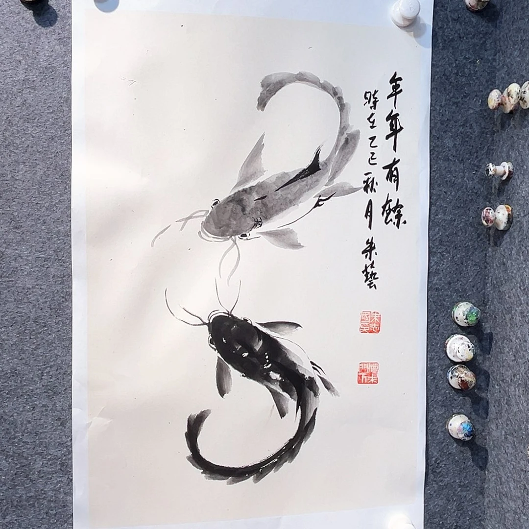 国画纯手绘画心原创