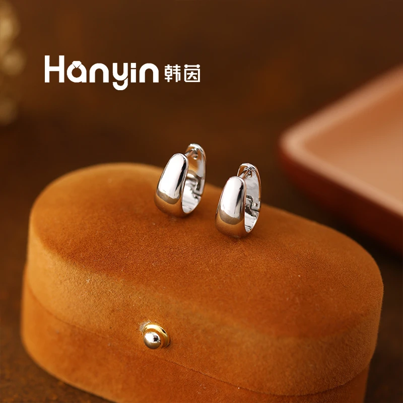 铜合金耳饰 小众设计素款简约水滴日常通勤百搭U形耳圈