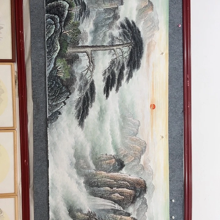 国画手绘国画迎客松