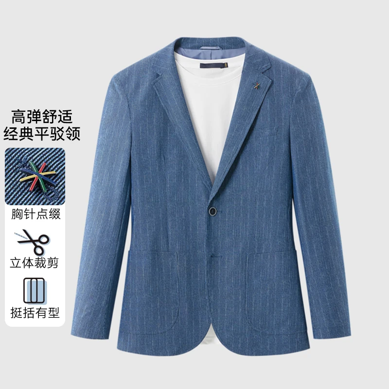 新款平驳领花纹薄款高弹休闲西服03800