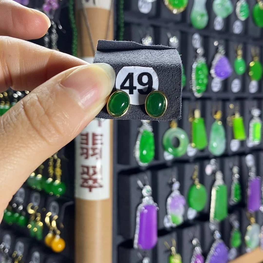 银S925镶嵌翡翠耳饰49