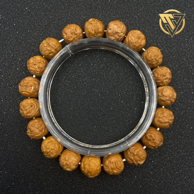 猴头核桃满雕刻鬼脸恶僧圆珠设计款男女国潮文玩手串