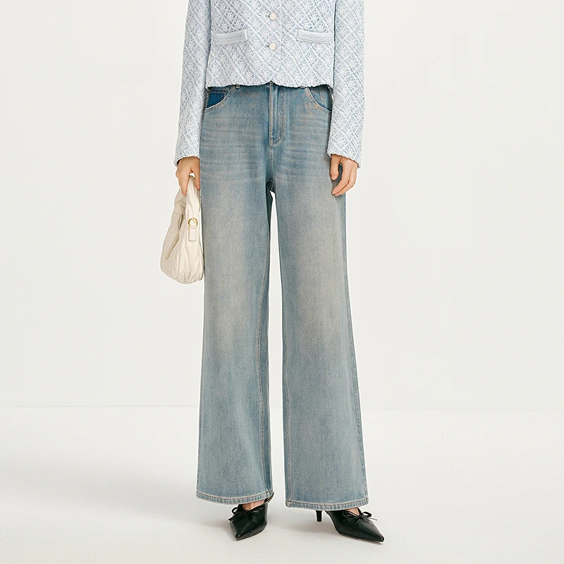 【商场同款】HPLY荷比俪25春水洗蓝休闲简约休闲长裤HYF12410173