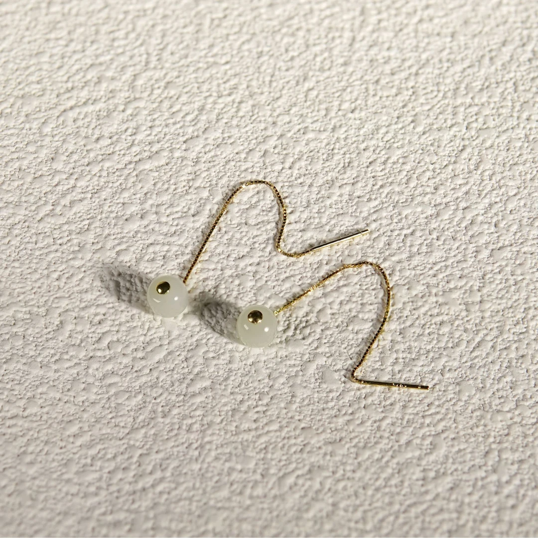 【苏禾珠宝】天然和田玉老型珠素银耳线耳环拍一发一（多样性发货）