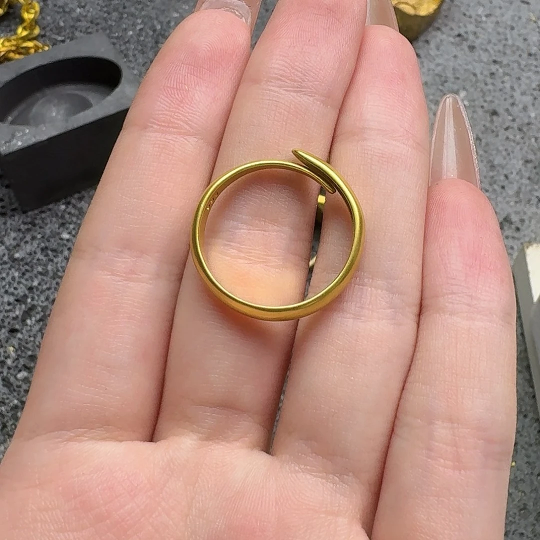 大理石磁石孟加拉赤金开口素圈戒指