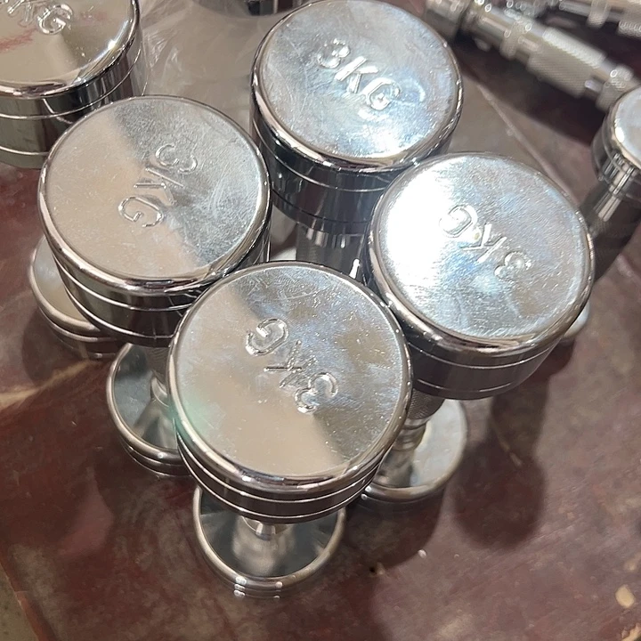 全新电镀纯钢哑铃3公斤一对