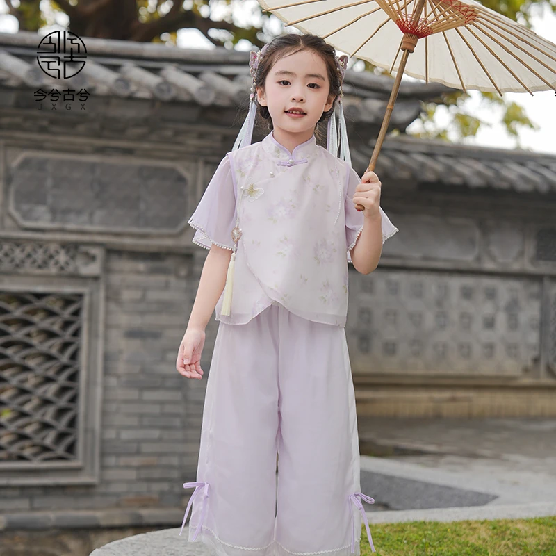 【倾清】今兮古兮女童汉服新中式套装夏季中国风唐装小女孩演出服