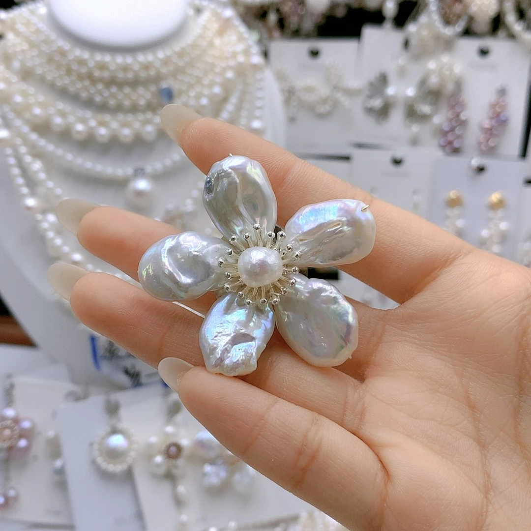 银S925镶嵌耳饰淡水珍珠锦****