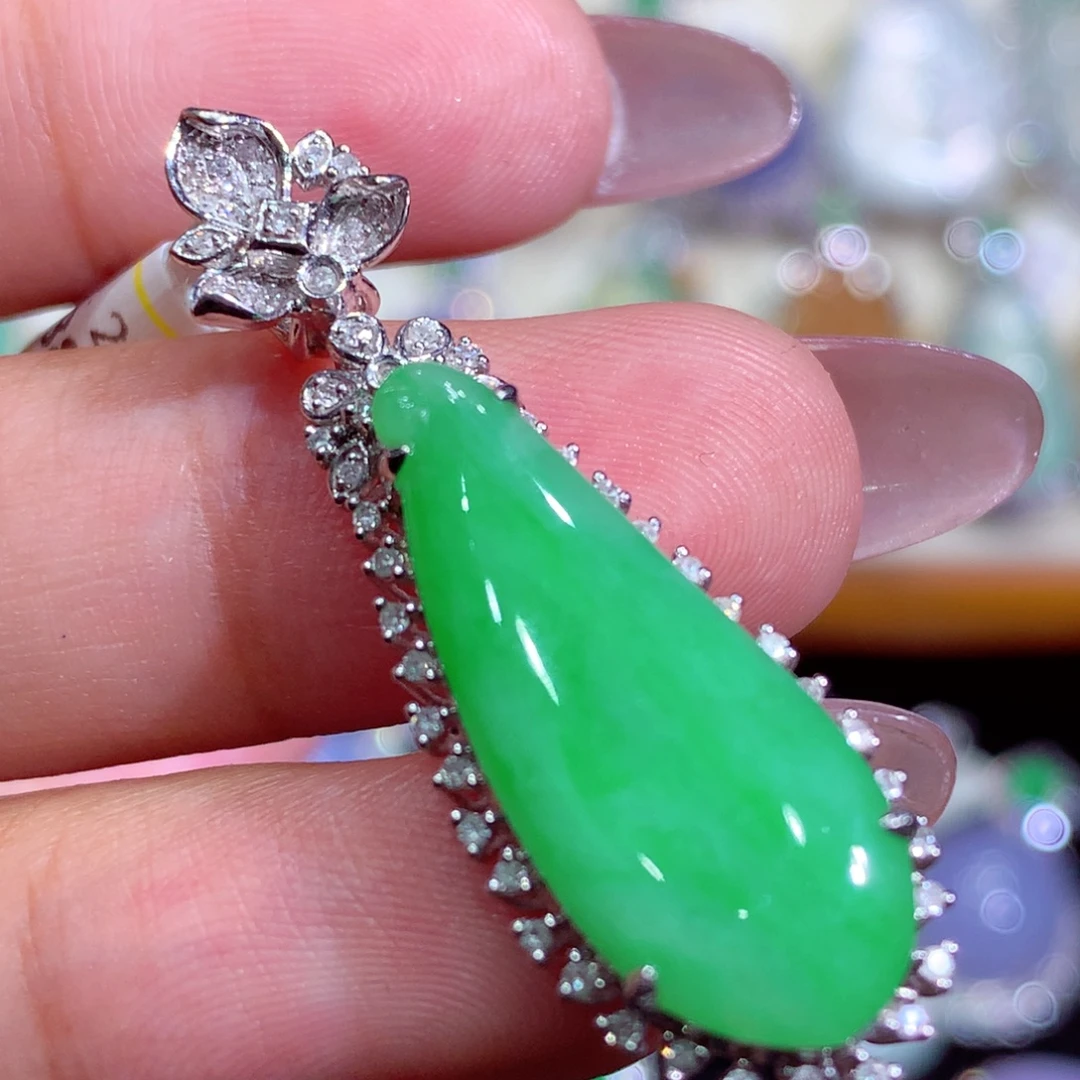 翡翠18K金镶嵌吊坠(不含链)