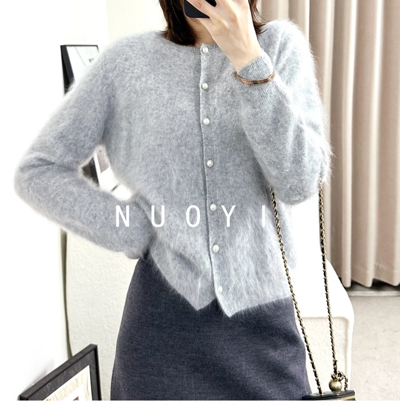 纯山羊绒拉绒开衫