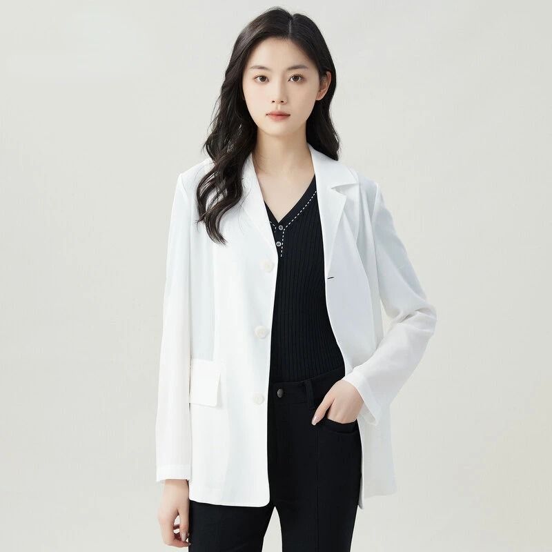 哥弟新款女装通勤百搭气质宽松翻领长袖薄款西装外套女1400676