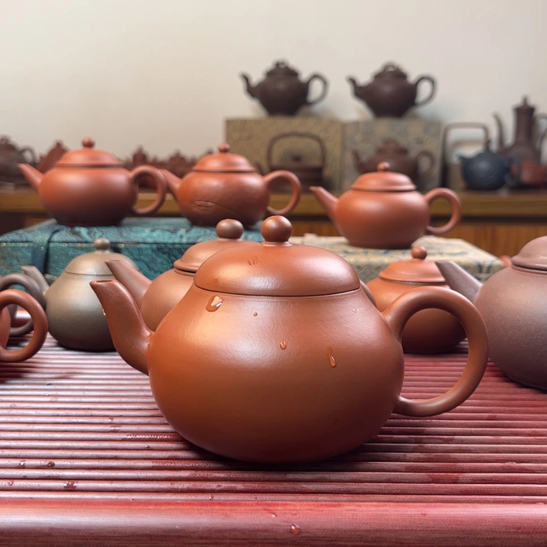紫砂茶壶虅***肉朱泥大梨形壶