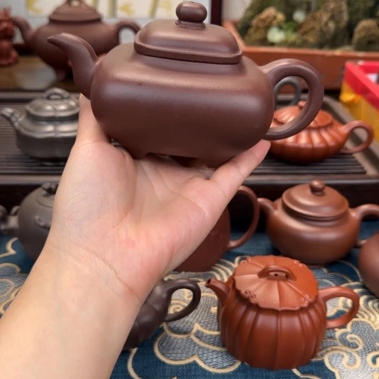 茶壶紫砂哎*喂四方传炉紫泥
