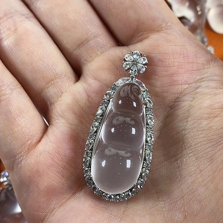 石英质玉银S925镶嵌颈饰