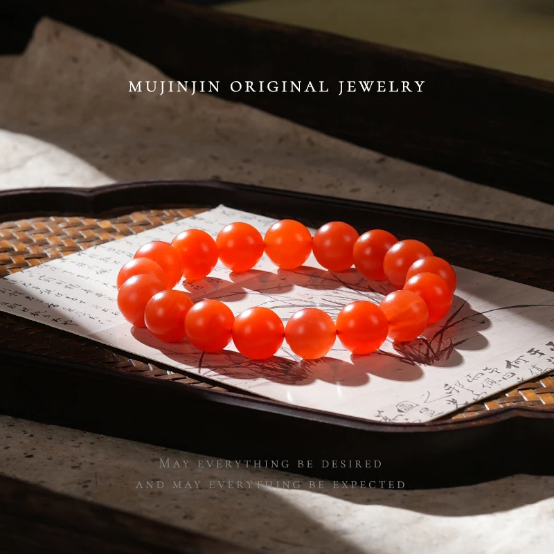 【木槿槿】天然南红玛瑙手串女款轻奢小众串珠手链时尚饰品珠宝首饰
