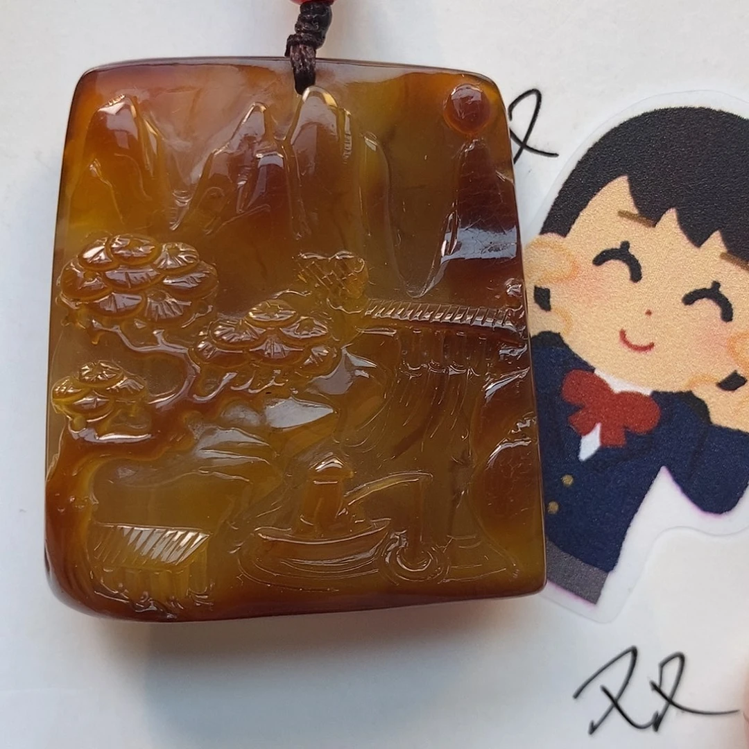 未镶嵌定制琥珀山水人家