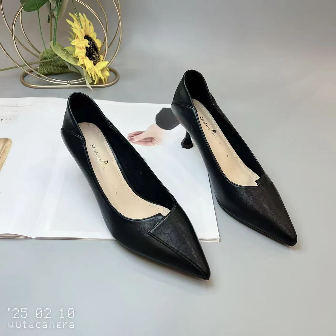 896-80 新款法式小跟气质细跟尖头百搭单鞋