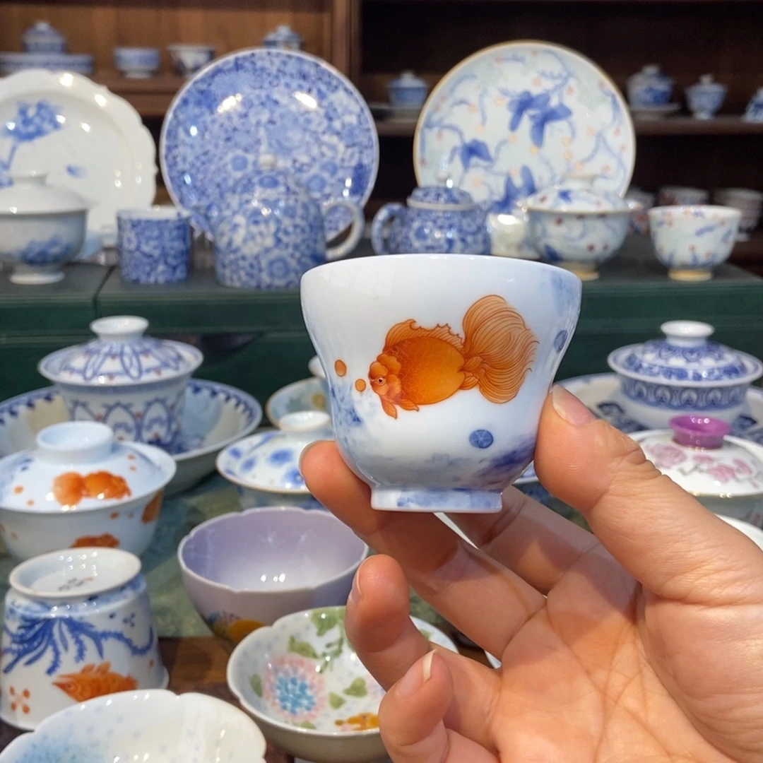 w隐艺矾红金鱼葫芦杯
