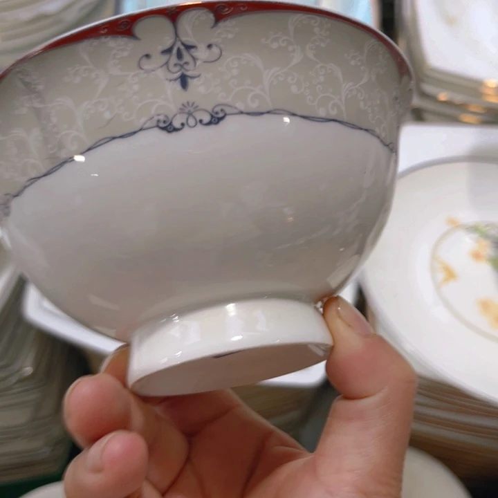 瓷片高脚碗十个微瑕4.5寸