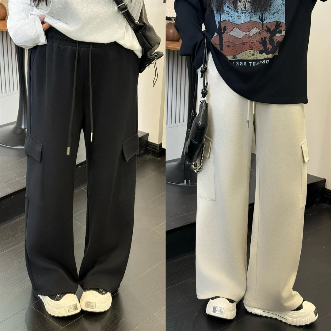 断码捡漏~大码女装秋季花契200斤胖mm空气层工装直筒休闲裤8874-H