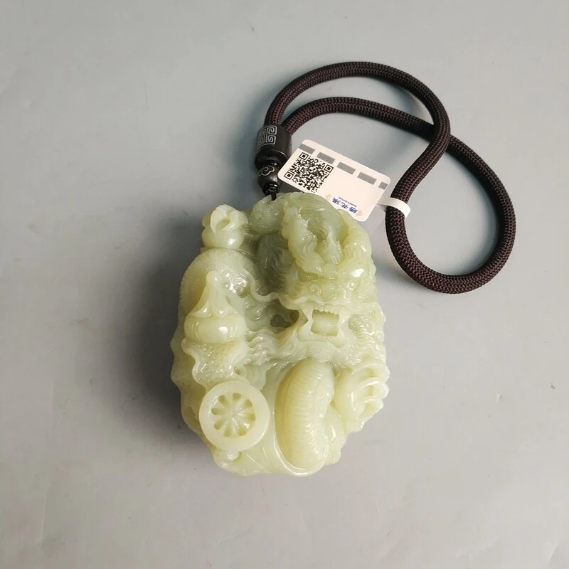 M25H6005819 - 和田玉黄口龙手把件
