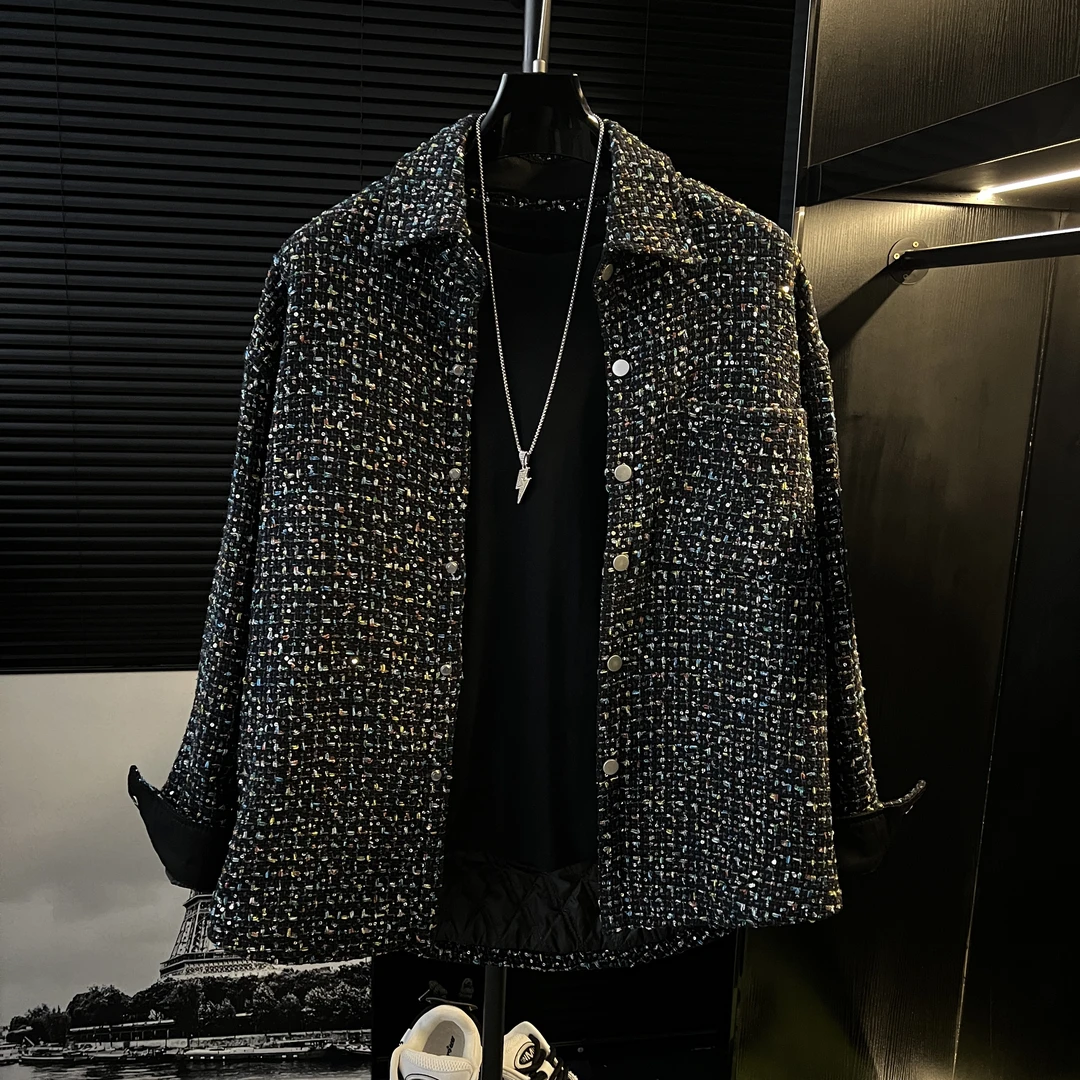 【小宋专属】小香风外套男潮牌宽松休闲毛呢夹克2024秋冬季