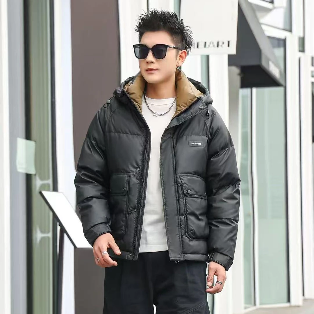 冬季高品质百搭男士帅气大口袋连帽加厚保暖外套9802