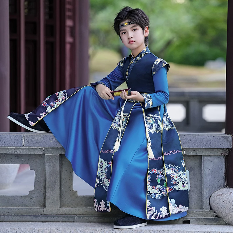 中秋男童汉服唐装春秋2025新款中国风儿童少爷国学帅气古装秋款男