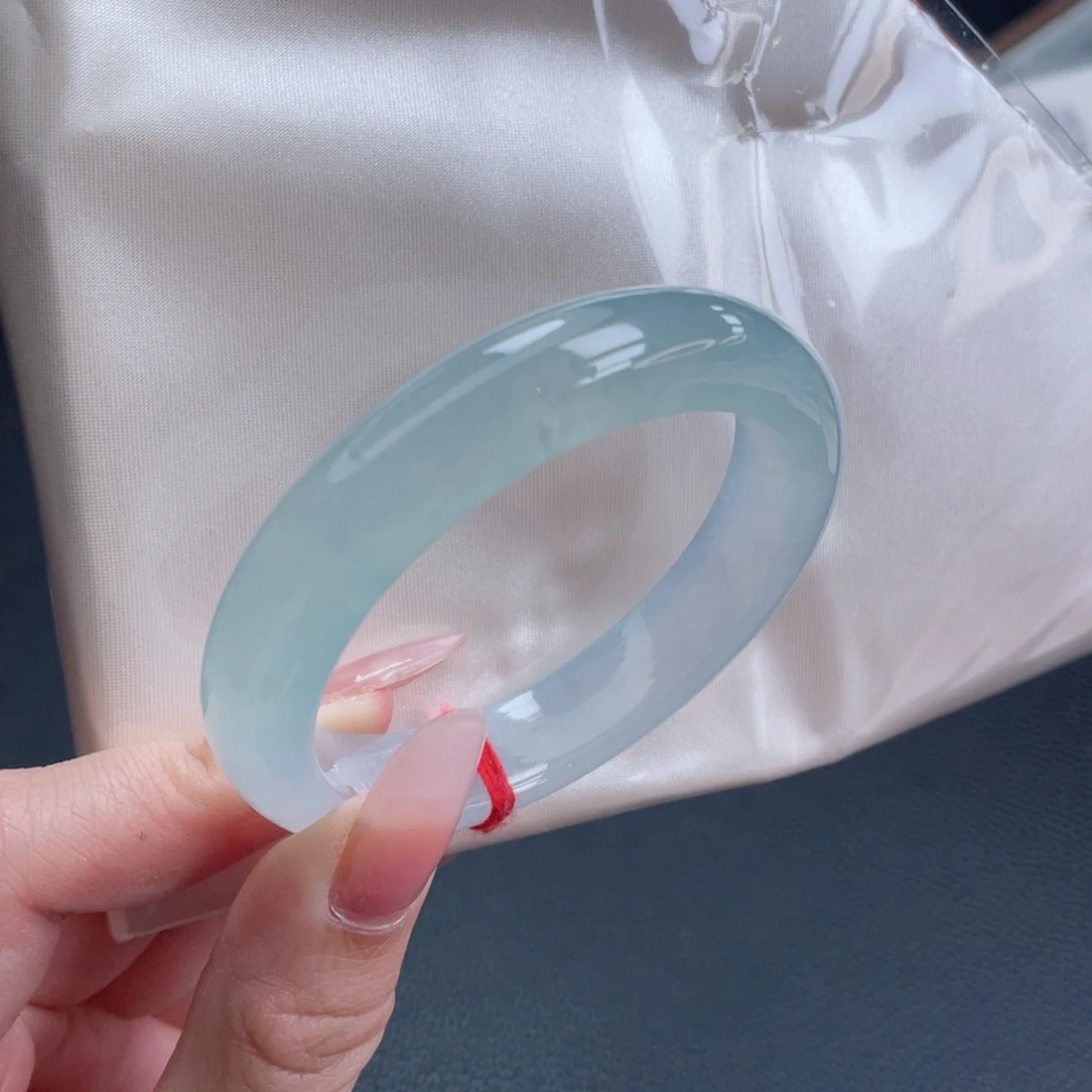 未镶嵌手镯翡翠52.9正冰双彩冰晴 一致起光 高货捡漏11号