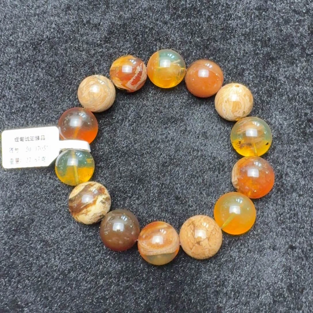琥珀未镶嵌珠宝奇石15mm多宝单圈