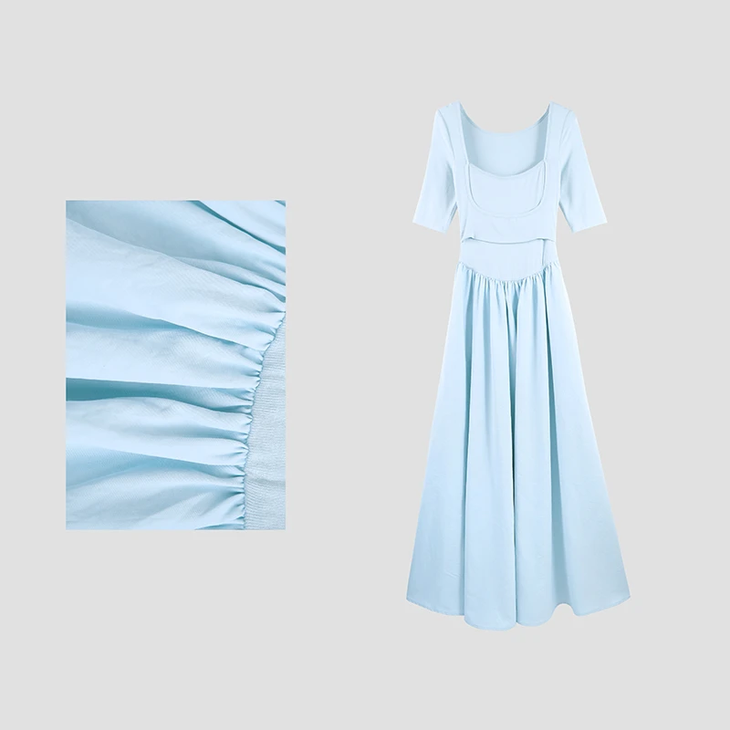 清新优雅风连衣裙女短袖方领宝藏款SHBZC641294