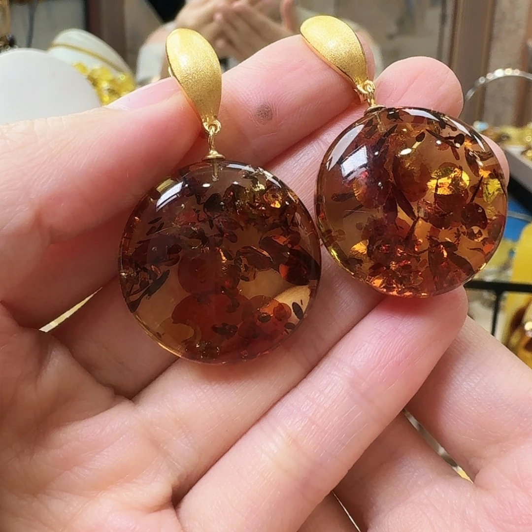 琥珀未镶嵌颈饰耳坠