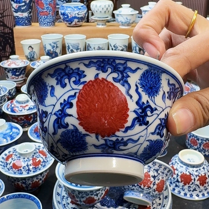 金刚霸王菊压手杯原矿手绘