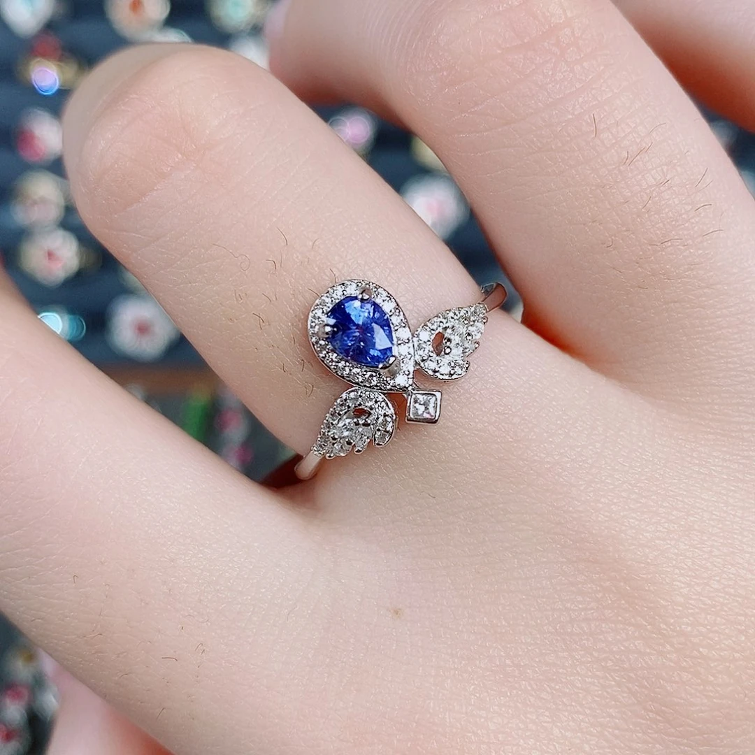 蓝宝石银S925镶嵌戒指