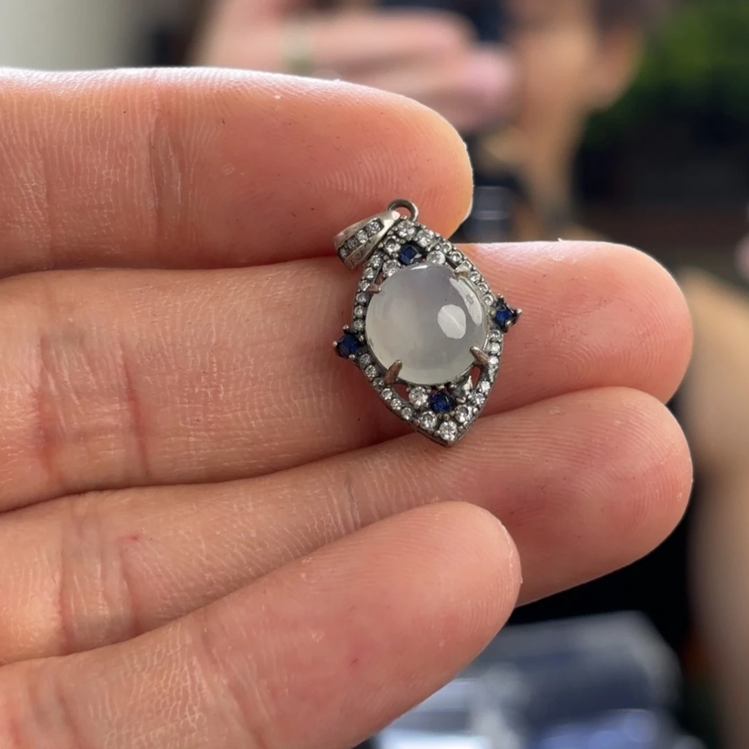 翡翠银S925镀金镶嵌颈饰