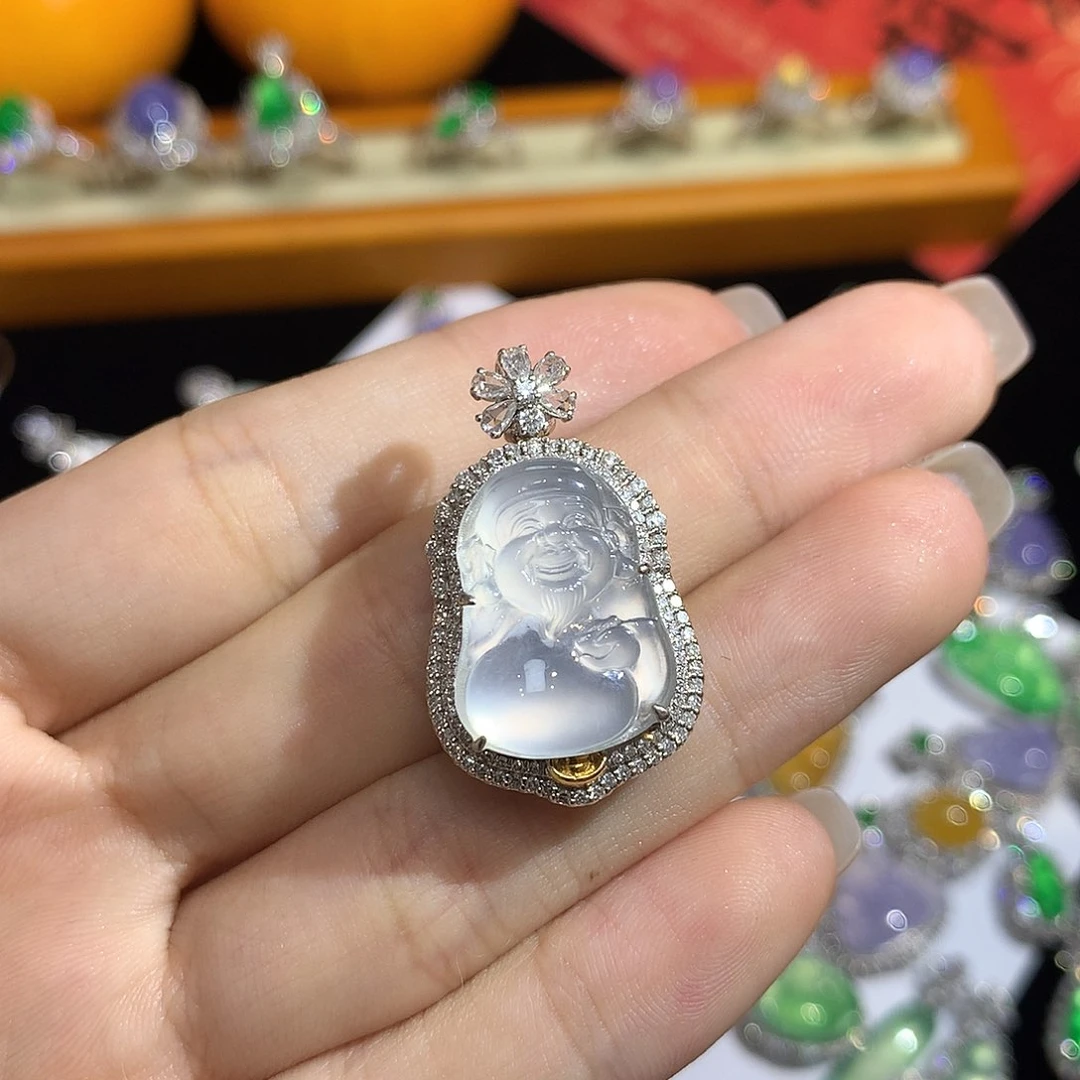 翡翠颈饰18K金镶嵌财爷