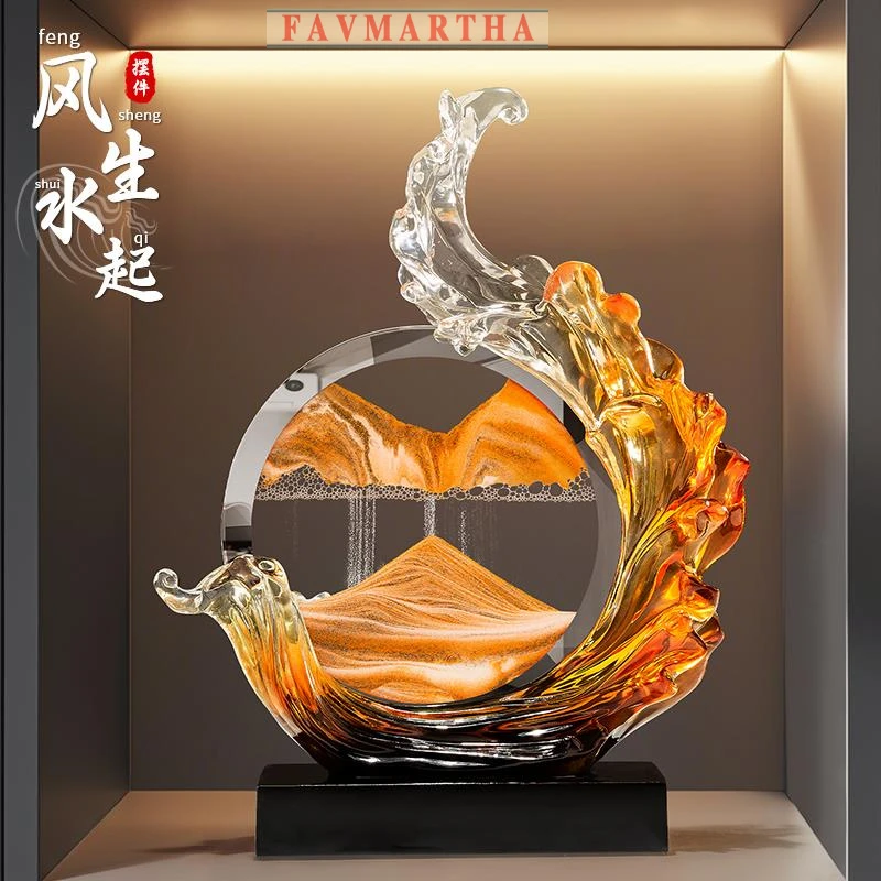风生水起流沙画摆件高级感客厅电视柜酒柜办公室装饰乔迁创意礼品