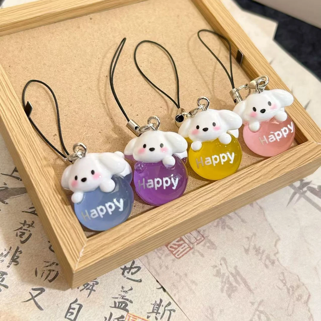 小新|新款可爱夜光冰透立体小狗手机链卡通学生书包挂件闺蜜礼物