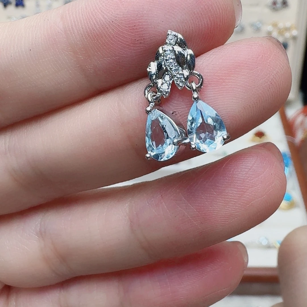 托帕石耳饰未镶嵌耳钉