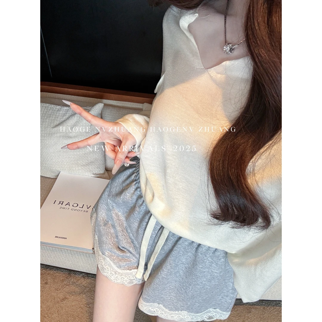 浩哥严选●露思裤C4XXK3897A夏季宽松休闲时尚蕾丝短裤